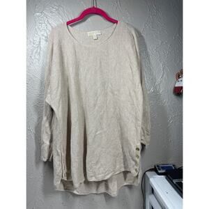 Michael‎ Kors long tan sweater tunic button size XL